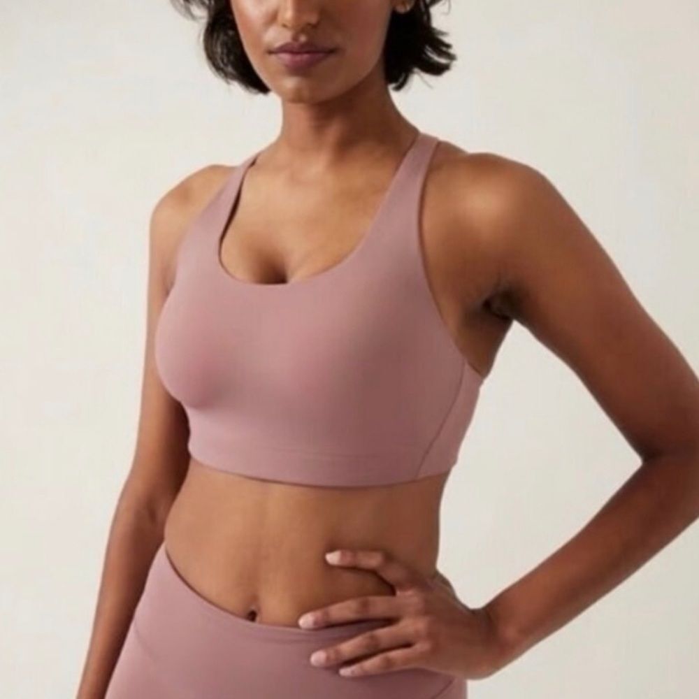 EUC Athleta Advance Sprint Purple Flora Mauve Sports Bra Size 38C